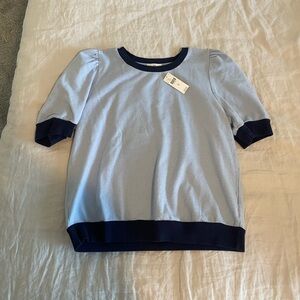 Blue Anthropologie puff sleeve T-shirt